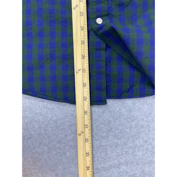J Crew Button Down Shirt Men's L Blue Green Gingham Checks Long Sleeve Preppy - Picture 6 of 8